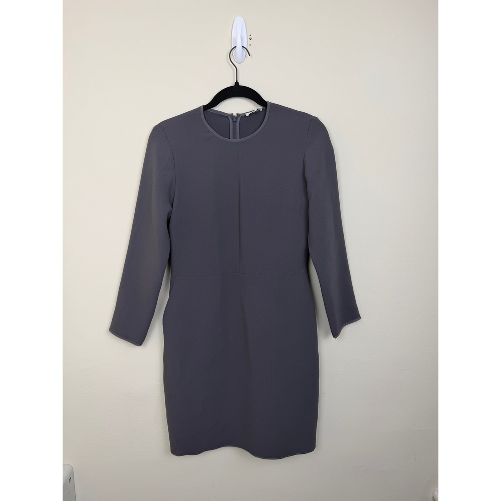 Wilfred Aritzia Dress Women's 6 Gray Purple 3/4 Sleeve Shift Pockets Minimalist